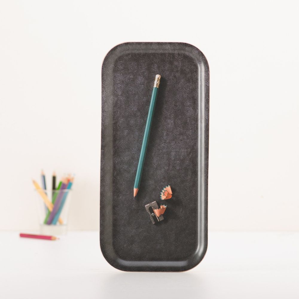 Trays - Long wooden serving tray - Trompe-l'oeil pencil 15x32 cm - MONBOPLATO