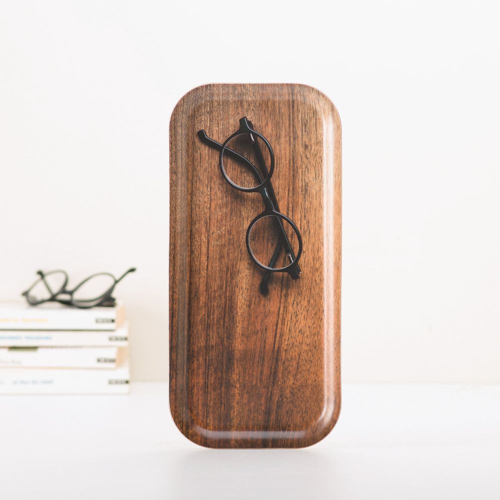 Kitchen utensils - Long wooden serving tray - Trompe-l'oeil glasses 15x32 cm - MONBOPLATO