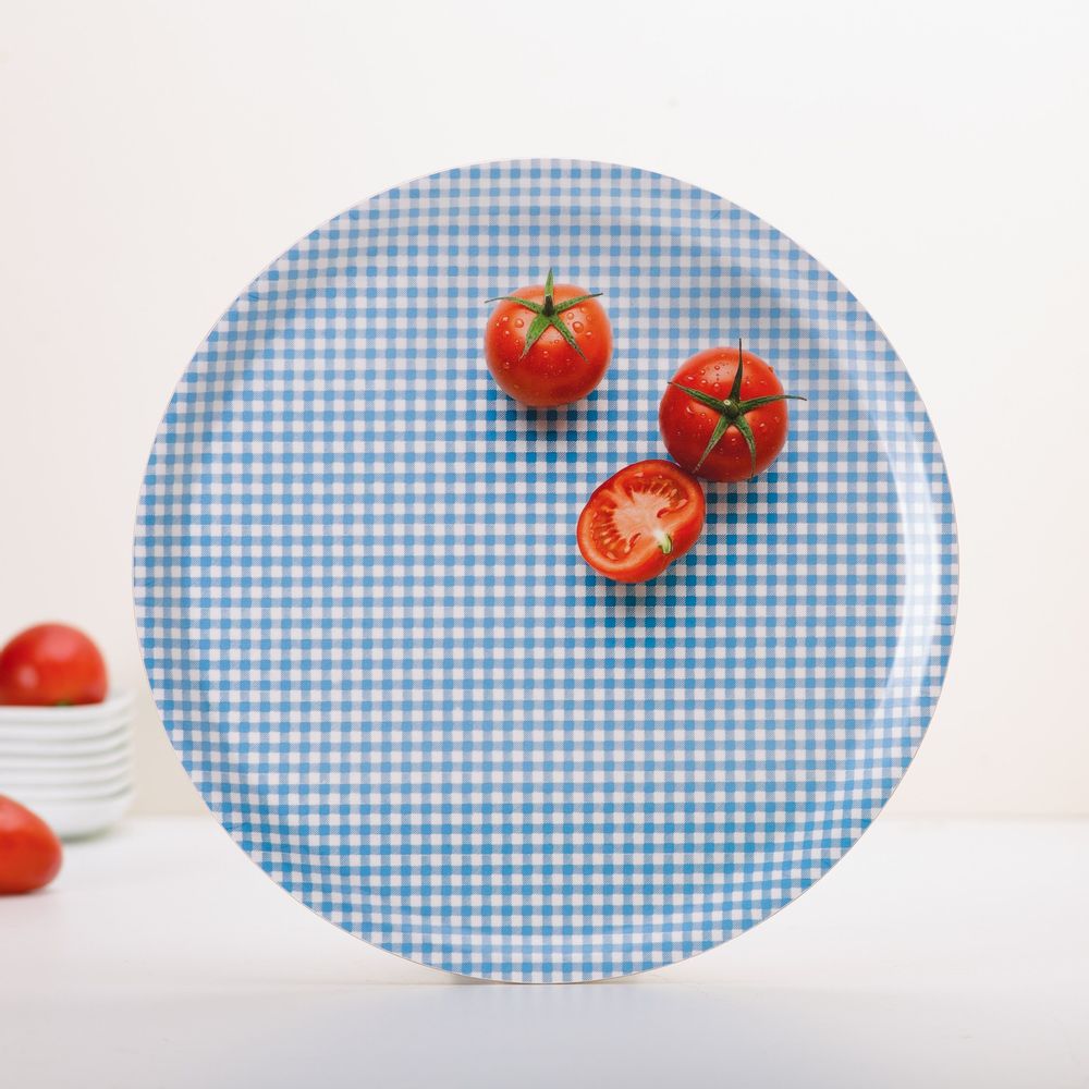 Plateaux - Plateau de service rond en bois - Tomates en trompe-l'œil 38 cm - MONBOPLATO