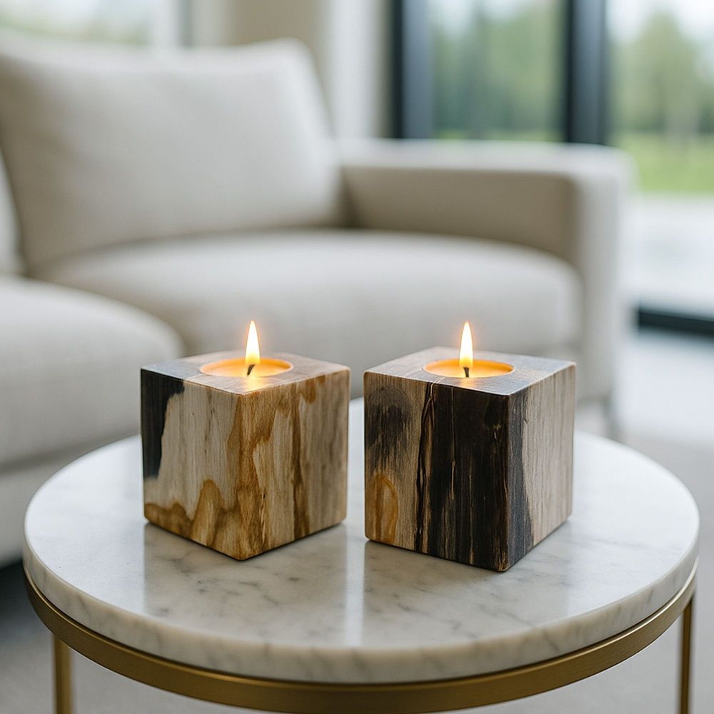 Design objects - Petrified Wood Tealight Holders - XYLEIA PETRIFIED WOOD
