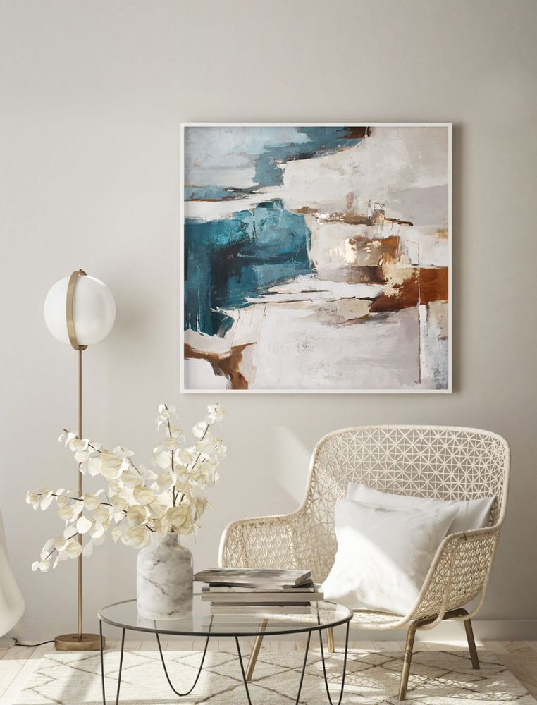 Office design and planning - « Sobriety» Series of handmade textured abstract paintings - MATISS ART STUDIO