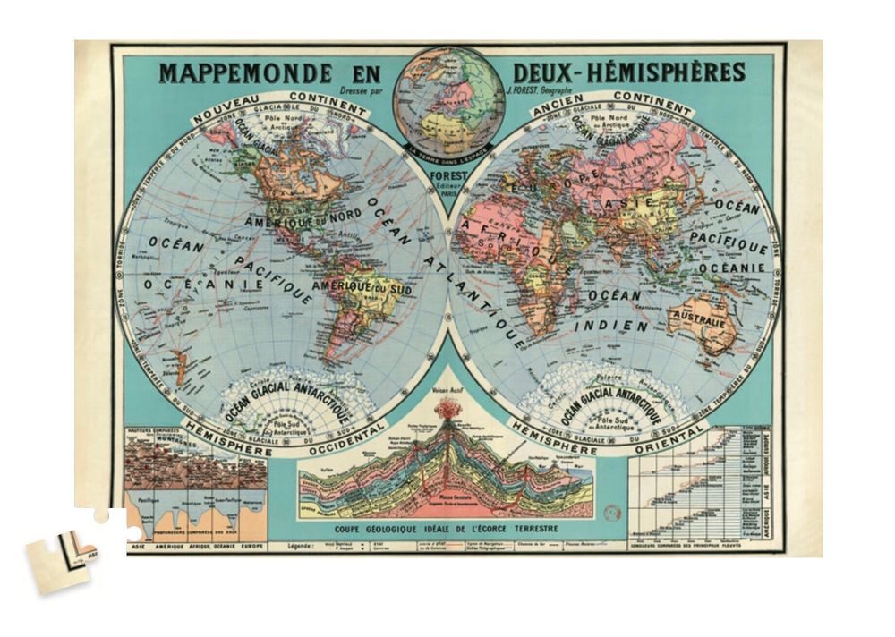 Cadeaux - Puzzle Mappemonde 1500 pièces - LES JOLIES PLANCHES