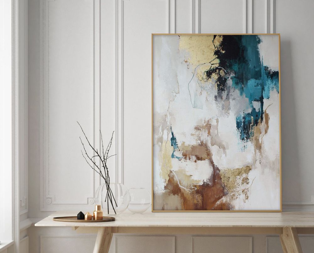 Office design and planning - « Flux » Series of handmade textured abstract paintings - MATISS ART STUDIO