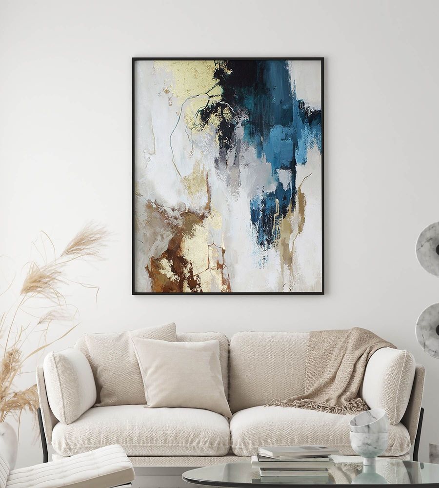 Office design and planning - « Flux » Series of handmade textured abstract paintings - MATISS ART STUDIO