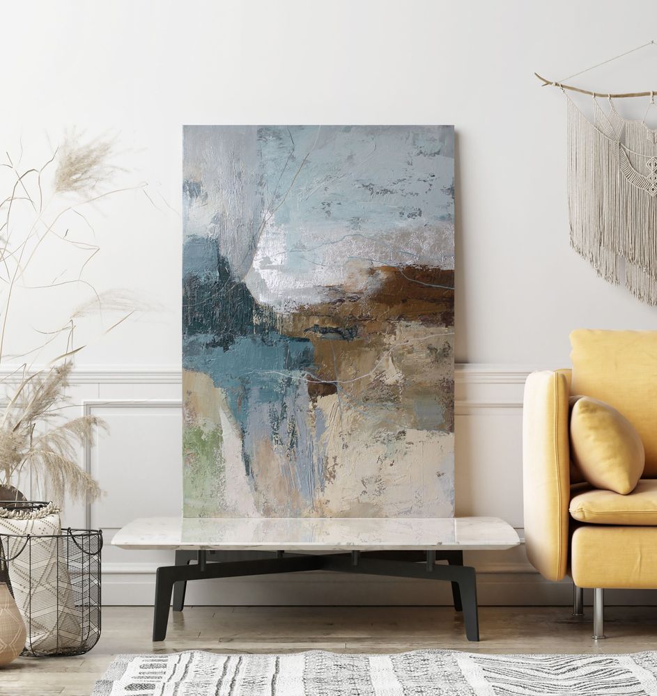 Office design and planning - « Fall » Series of handmade textured abstract paintings - MATISS ART STUDIO
