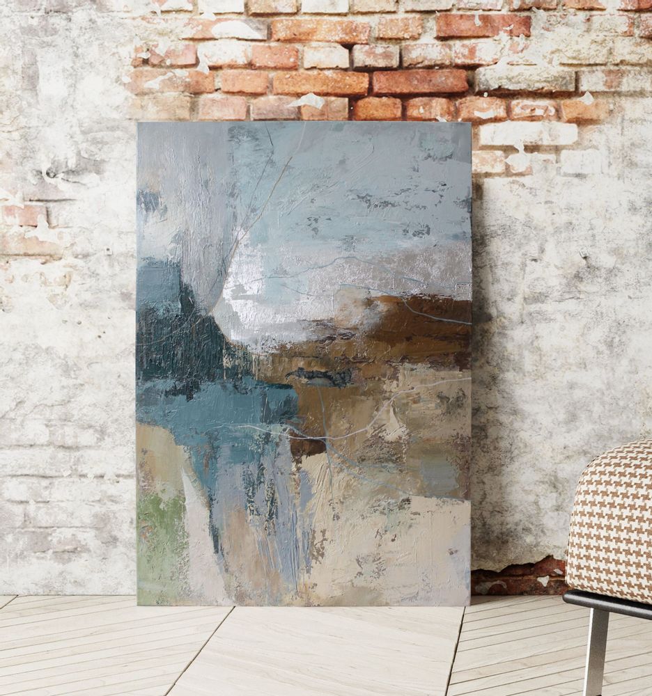 Office design and planning - « Fall » Series of handmade textured abstract paintings - MATISS ART STUDIO