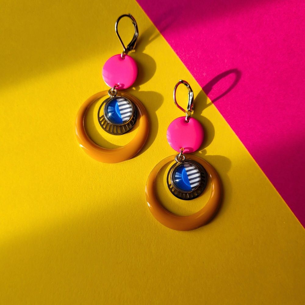 Jewelry - CALI earrings (Cabochon collection) - UN CHAT QU'A SA PUCE
