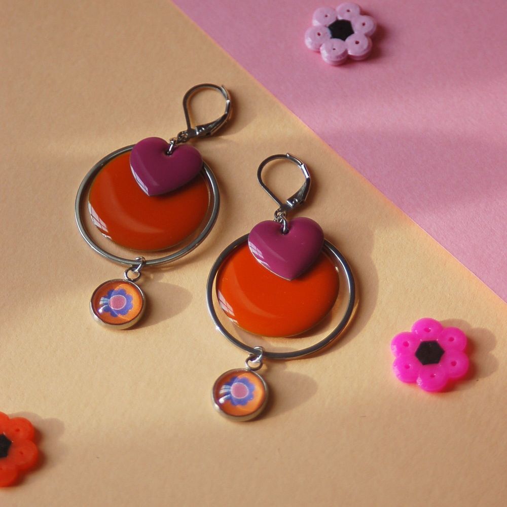 Prêt-à-porter - Boucles d'oreilles POPAYAN Un chat qu'a sa puce (Collection cabochons) - UN CHAT QU'A SA PUCE