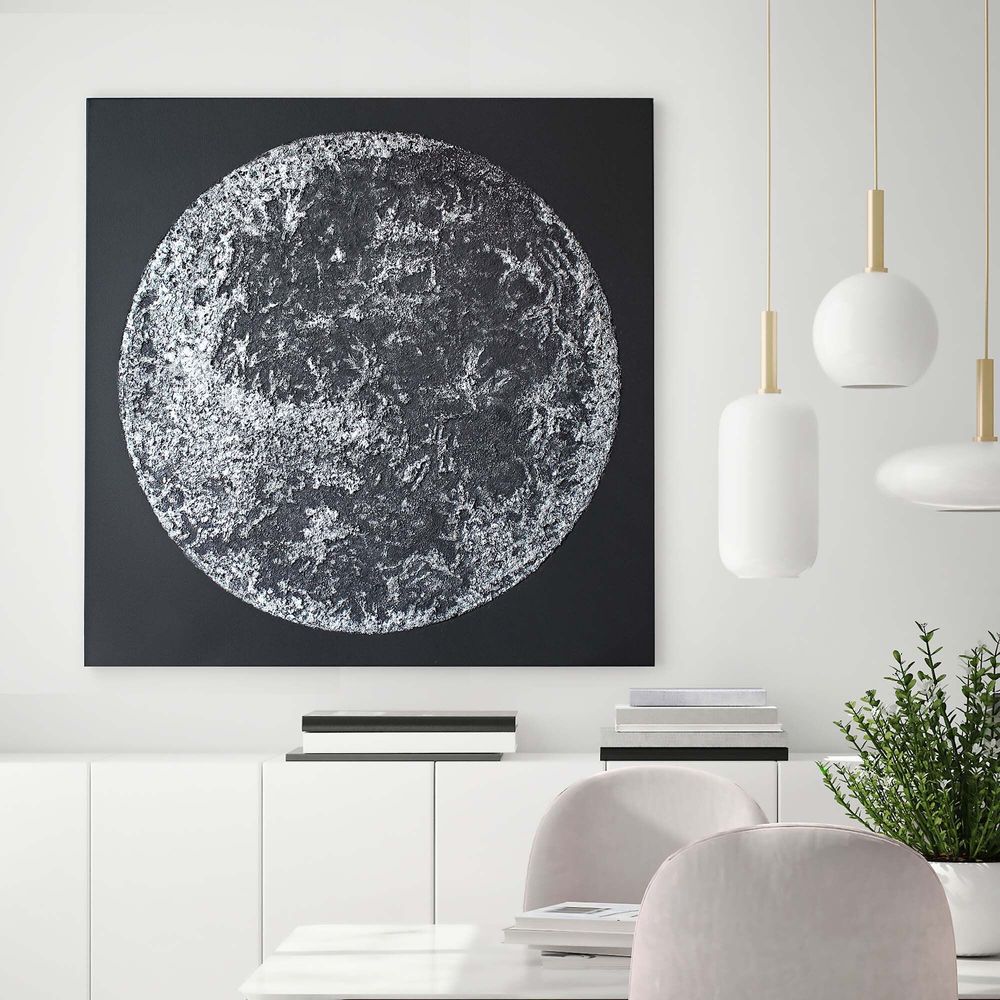 Office design and planning - « Moon » Series of handmade textured abstract paintings - MATISS ART STUDIO