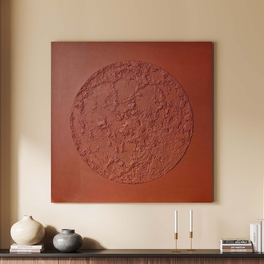 Office design and planning - « Moon » Series of handmade textured abstract paintings - MATISS ART STUDIO