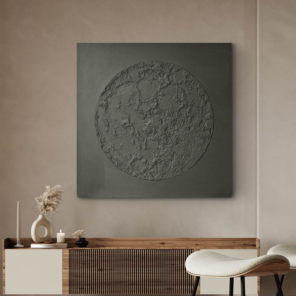 Office design and planning - « Moon » Series of handmade textured abstract paintings - MATISS ART STUDIO