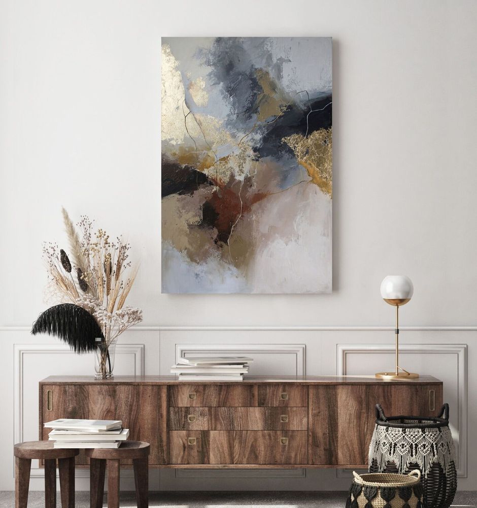 Office design and planning - « Rime » Series of handmade textured abstract paintings - MATISS ART STUDIO