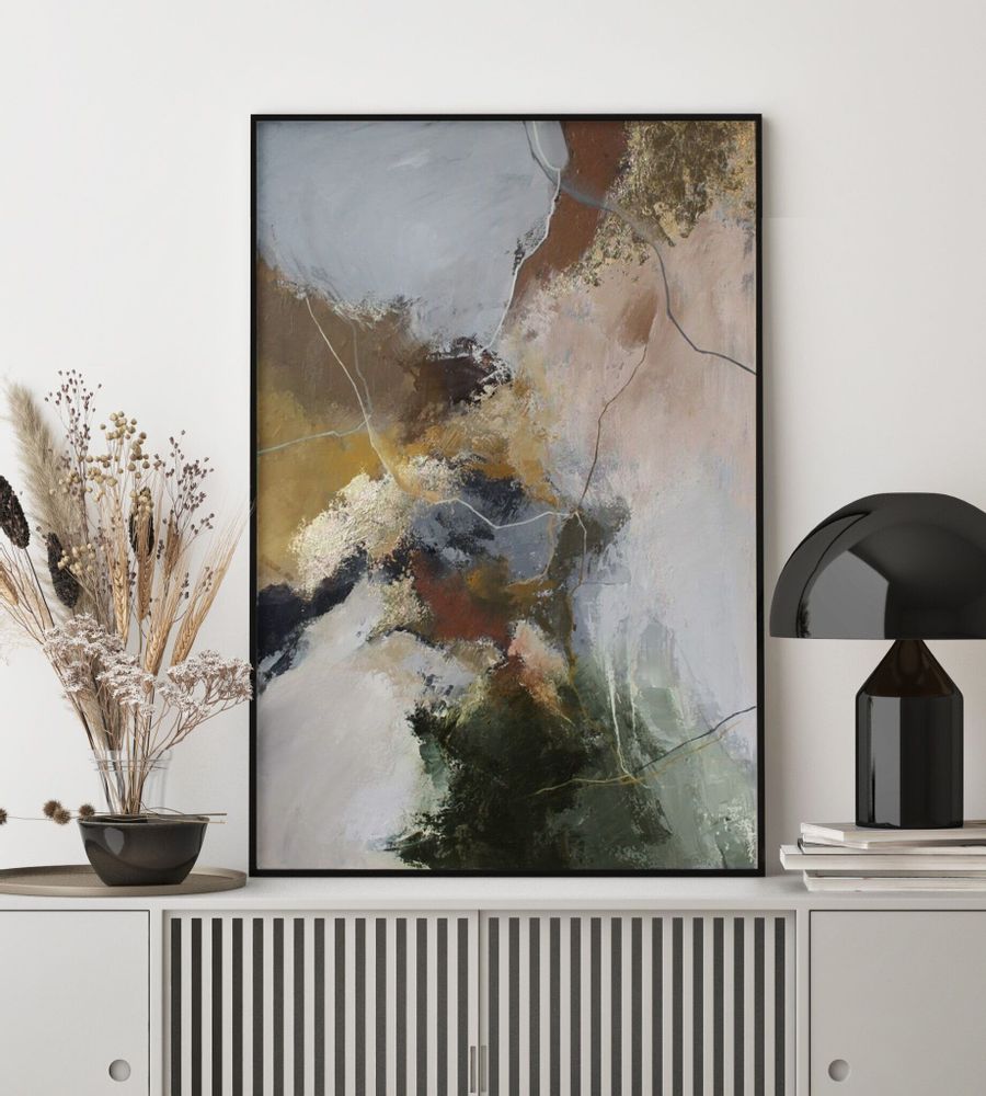 Office design and planning - « Rime » Series of handmade textured abstract paintings - MATISS ART STUDIO