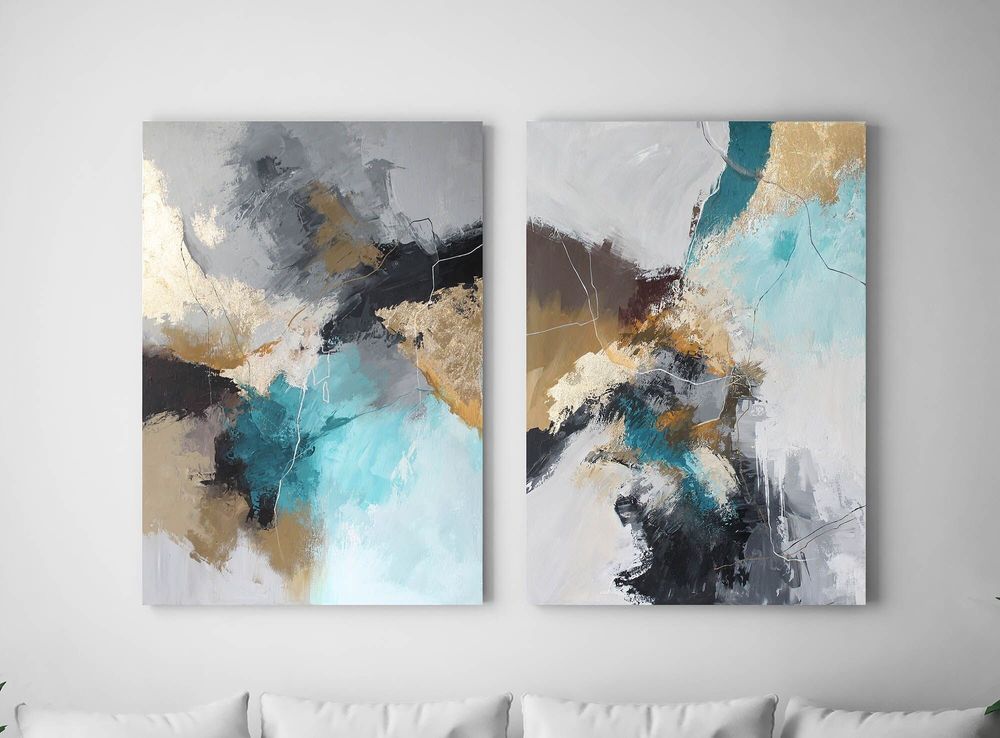 Office design and planning - « Rime » Series of handmade textured abstract paintings - MATISS ART STUDIO