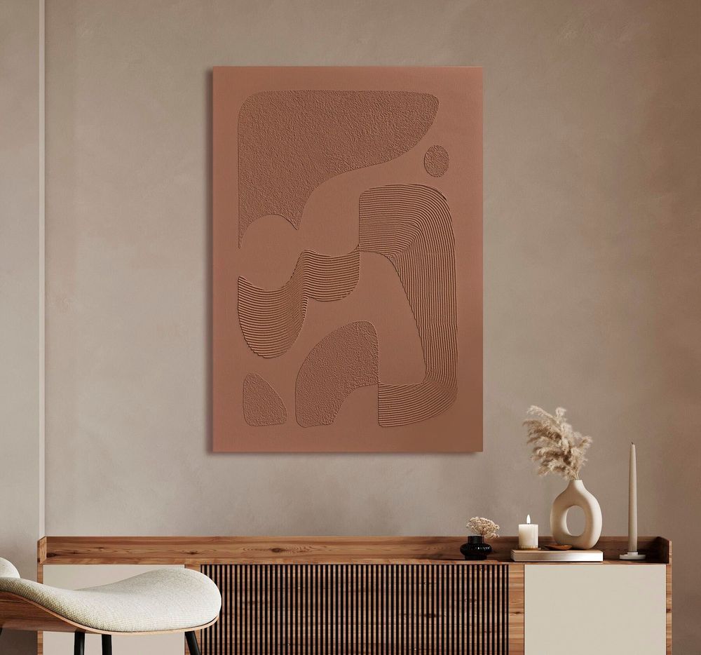 Office design and planning - « Bay » Series of handmade textured abstract paintings - MATISS ART STUDIO