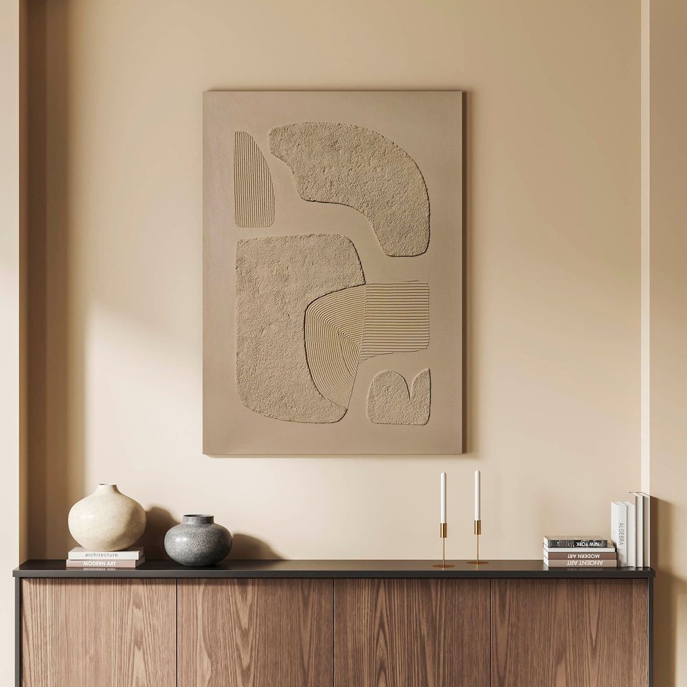 Office design and planning - « Bay » Series of handmade textured abstract paintings - MATISS ART STUDIO