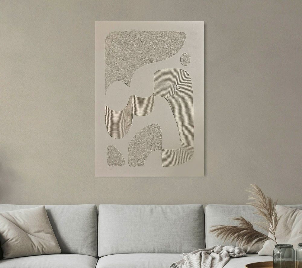 Office design and planning - « Bay » Series of handmade textured abstract paintings - MATISS ART STUDIO