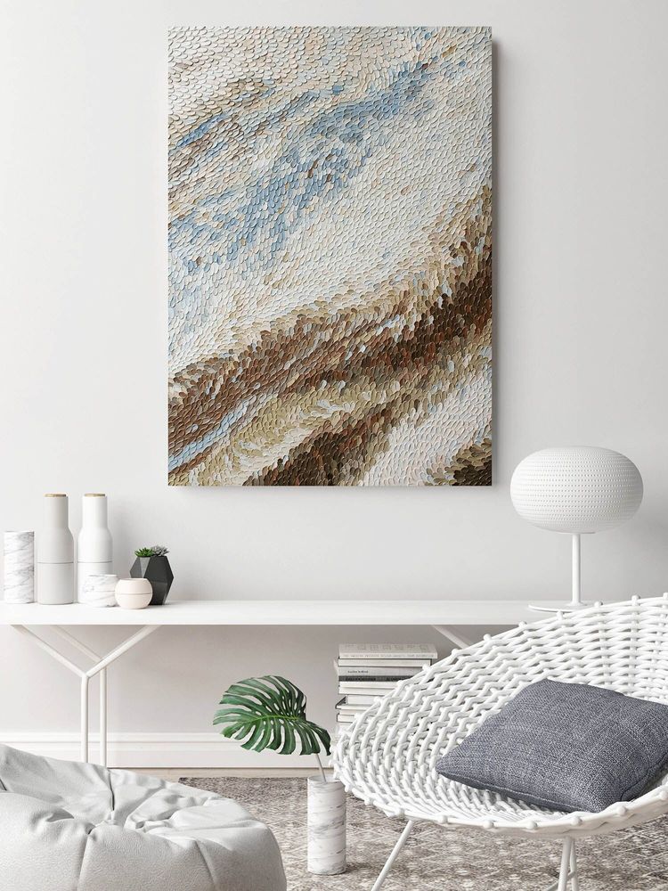 Office design and planning - « Fluency » Series of handmade textured abstract paintings - MATISS ART STUDIO