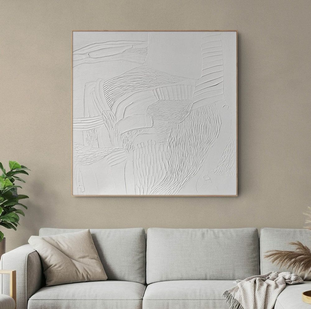 Office design and planning - « Fluency » Series of handmade textured abstract paintings - MATISS ART STUDIO