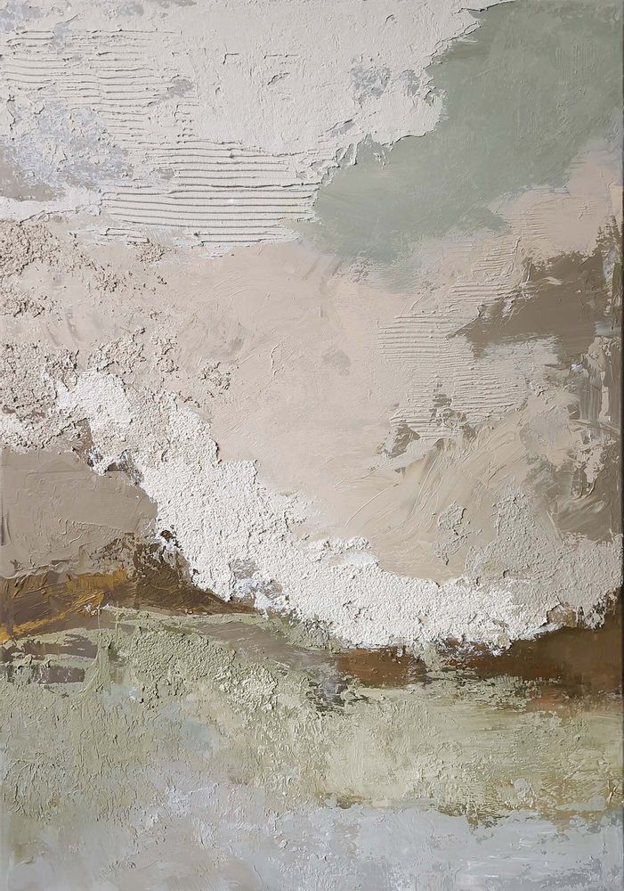 Office design and planning - « Fjord » Series of handmade textured abstract paintings - MATISS ART STUDIO