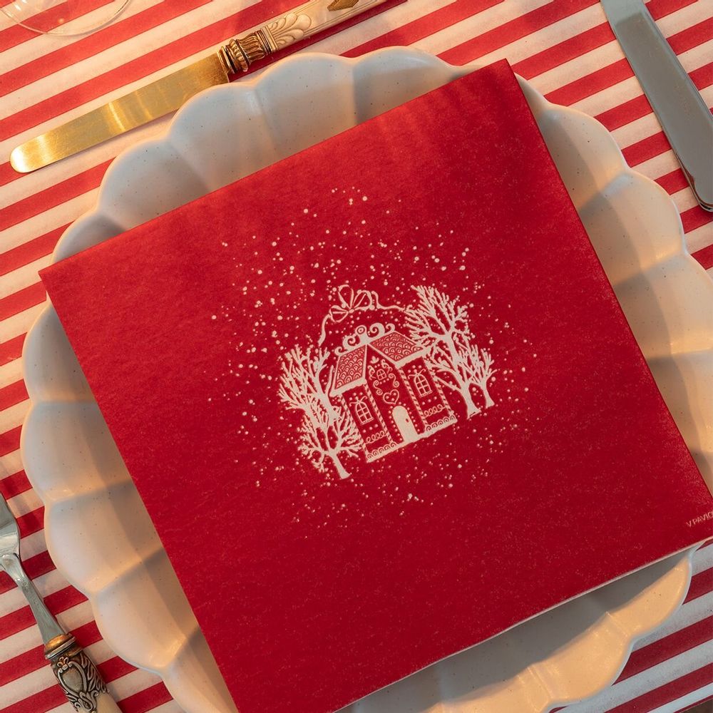 Napkins - RED GINGERBREAD HOUSE - FRANÇOISE PAVIOT