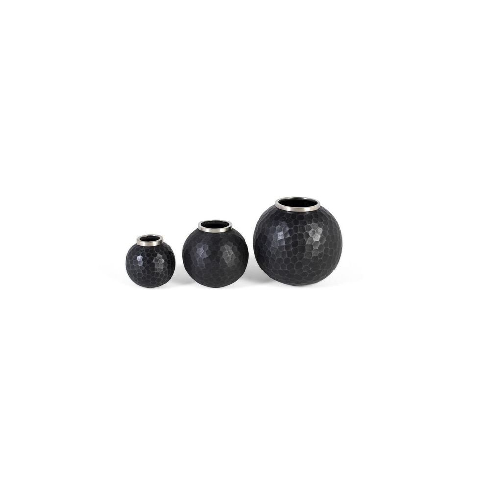 Vases - Ensemble de trois vases en métal gris foncé - GINER Y COLOMER