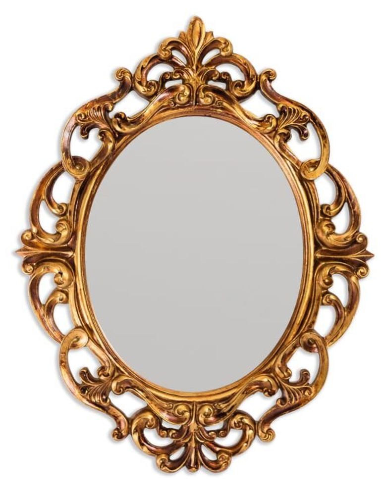 Miroirs - Antique Gold Ornate Baroque Oval Wall Mirror - MCGOWAN RUTHERFORD LTD