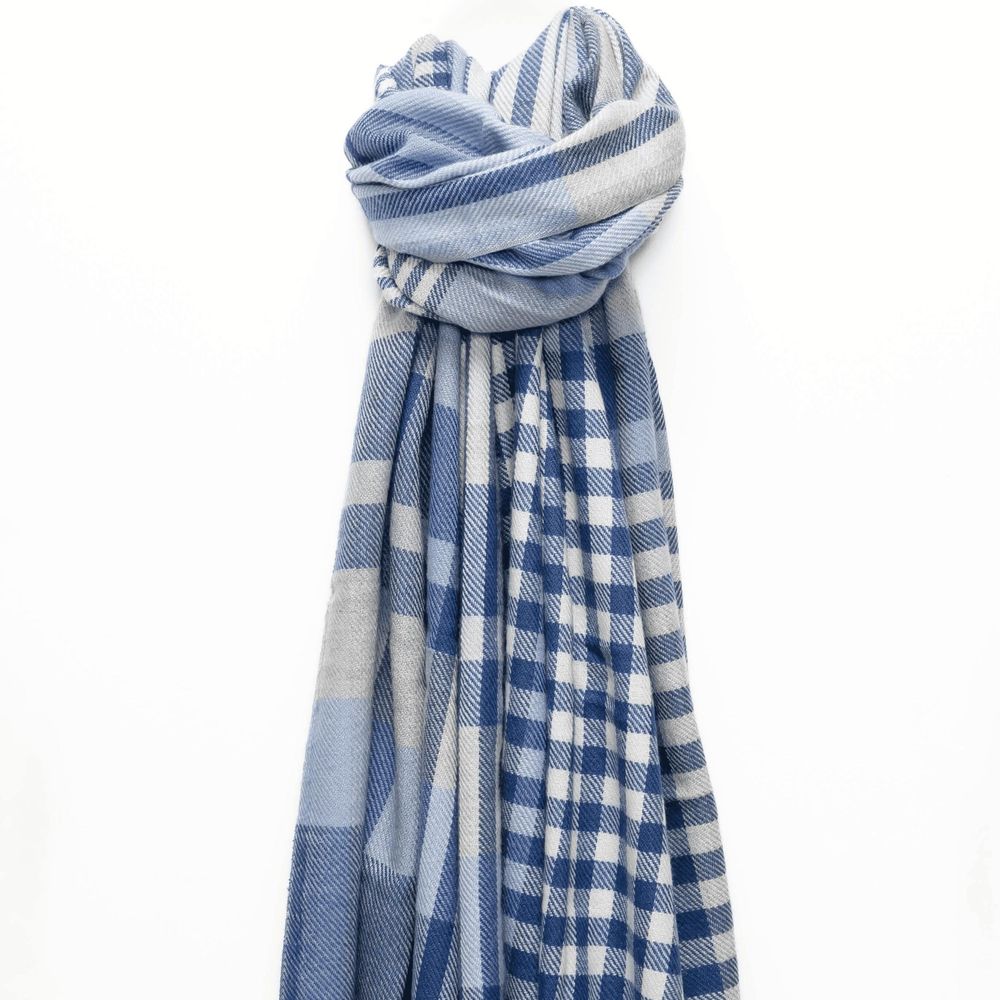 Foulards et écharpes - Echarpe en acrylique et laine LARGO bleu - MONSIEUR CHARLI