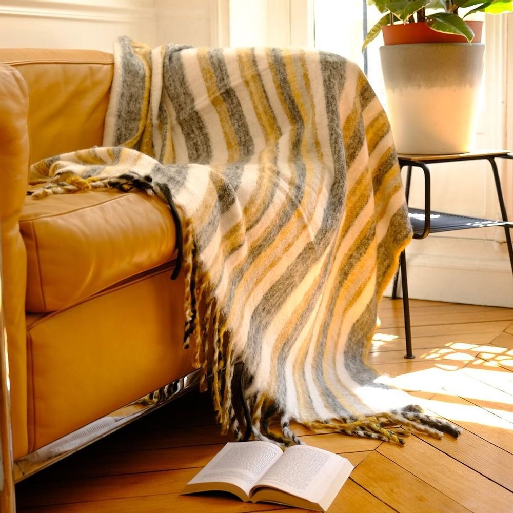 Plaids - Plaid en acrylique TONIO cognac - MONSIEUR CHARLI