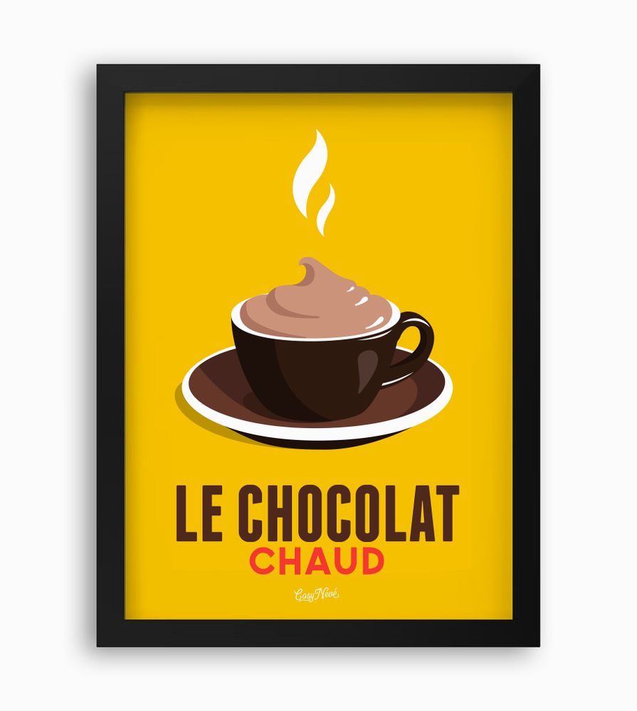 Affiches - Affiche encadrée Le Chocolat Chaud : Jaune - COSYNÉVÉ - MOUNTAIN POSTERS