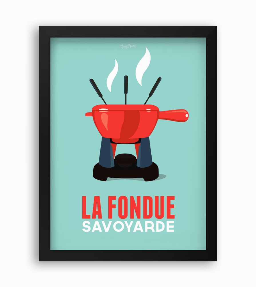 Affiches - Affiche encadrée La Fondue : Bleu - COSYNÉVÉ - MOUNTAIN POSTERS