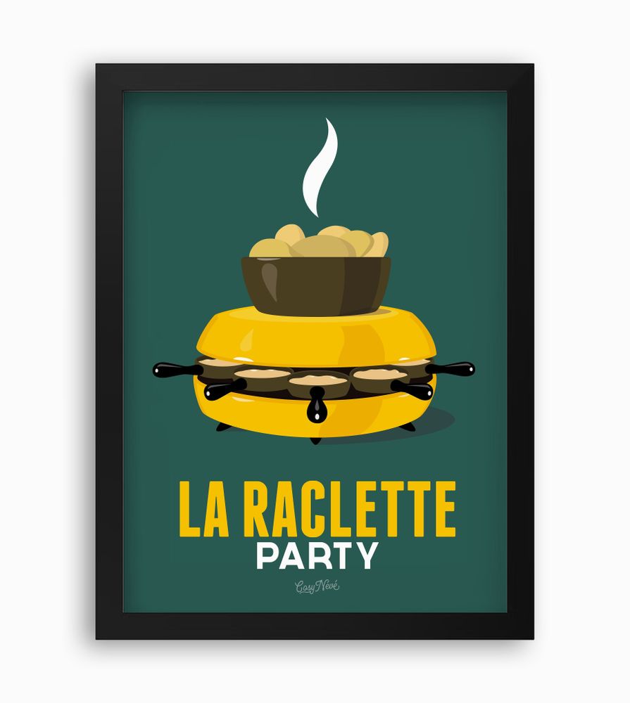Affiches - Affiche encadrée La Raclette : Verte - COSYNÉVÉ - MOUNTAIN POSTERS