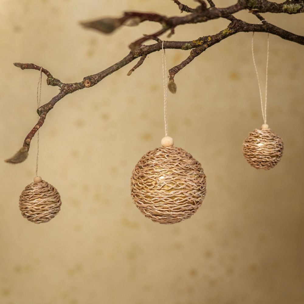 Autres décorations de Noël - Boule de Noël en abaca torsadé - KINTA