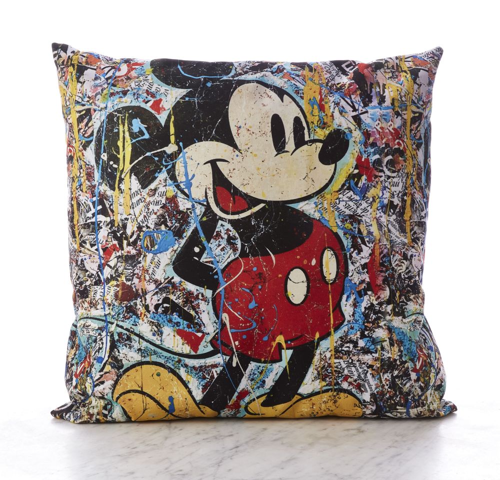 Tissus pour extérieurs - Coussin d'extérieur Mickey 45 x 45 - Design by Anne Mondy - ARTDECORIS
