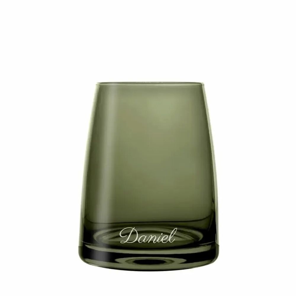 Glass - Vispera Verde colored cocktail glass with name - 1 piece 320 ml - PEKALLA CRISTAL GLASS