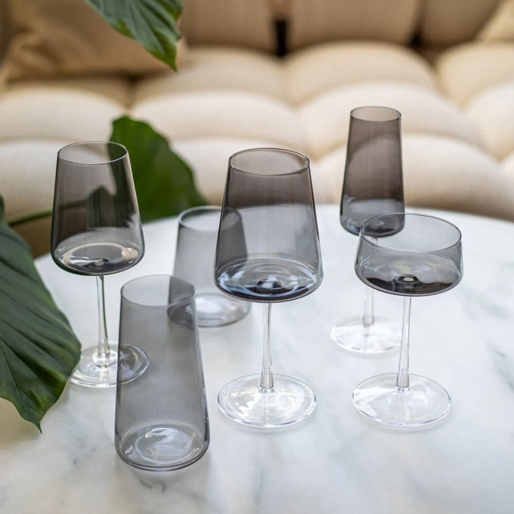 Verres - Vida Verre coloré à cocktails / eau / boissons Gris - 6 pièces 450 ml - PEKALLA CRISTAL GLASS