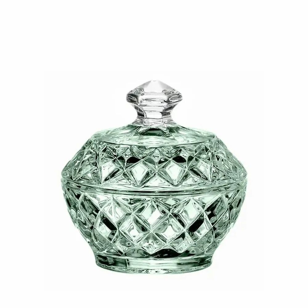 Crystal ware - Malachit crystal set sugar bowl - creamer and tray - 3 pieces - PEKALLA CRISTAL GLASS