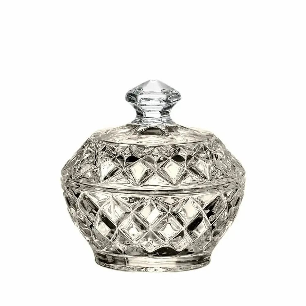 Crystal ware - Mokka crystal set sugar bowl - creamer and tray - 3 pieces - PEKALLA CRISTAL GLASS