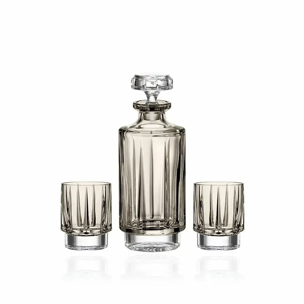 Cristallerie - Linea Mokka Ensemble Carafe + Verres en cristal à whisky - 2 pièces - PEKALLA CRISTAL GLASS