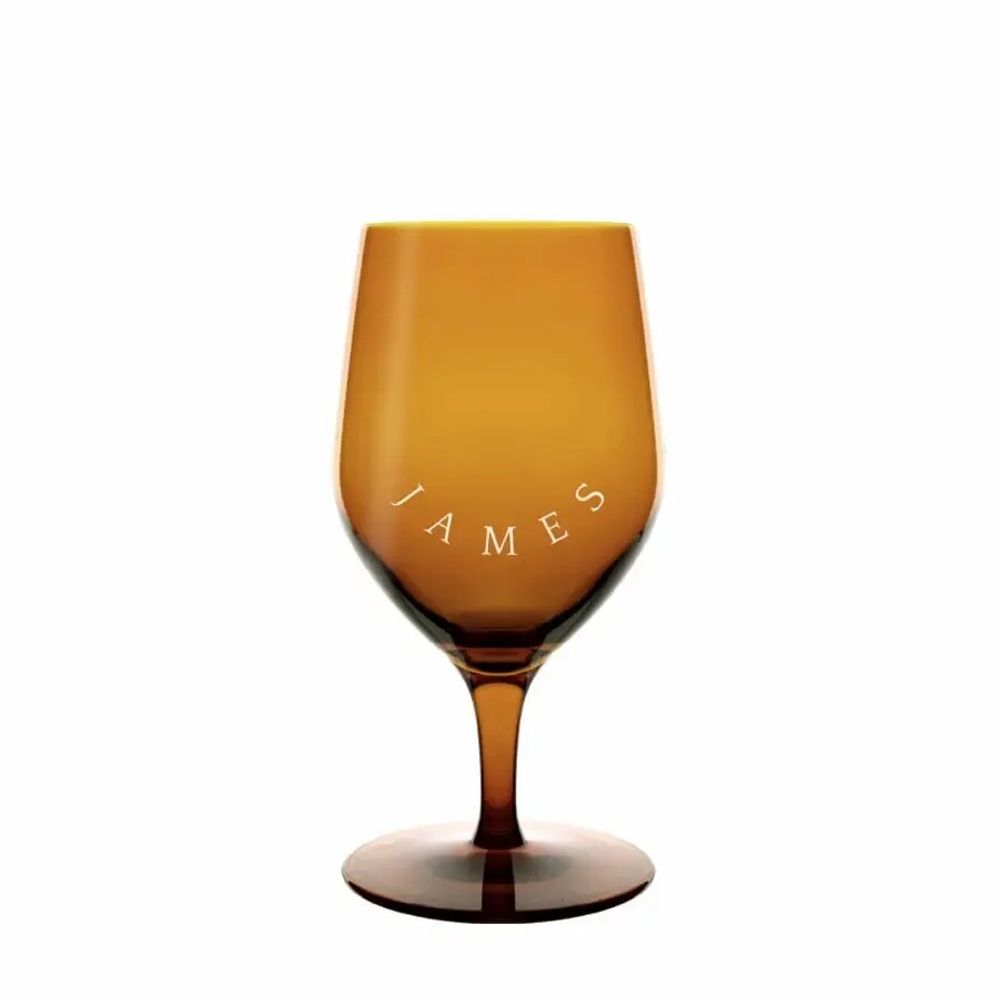 Verres - Vispera Verre à bière coloré Amber avec gravure - 1 pièce 450 ml - PEKALLA CRISTAL GLASS