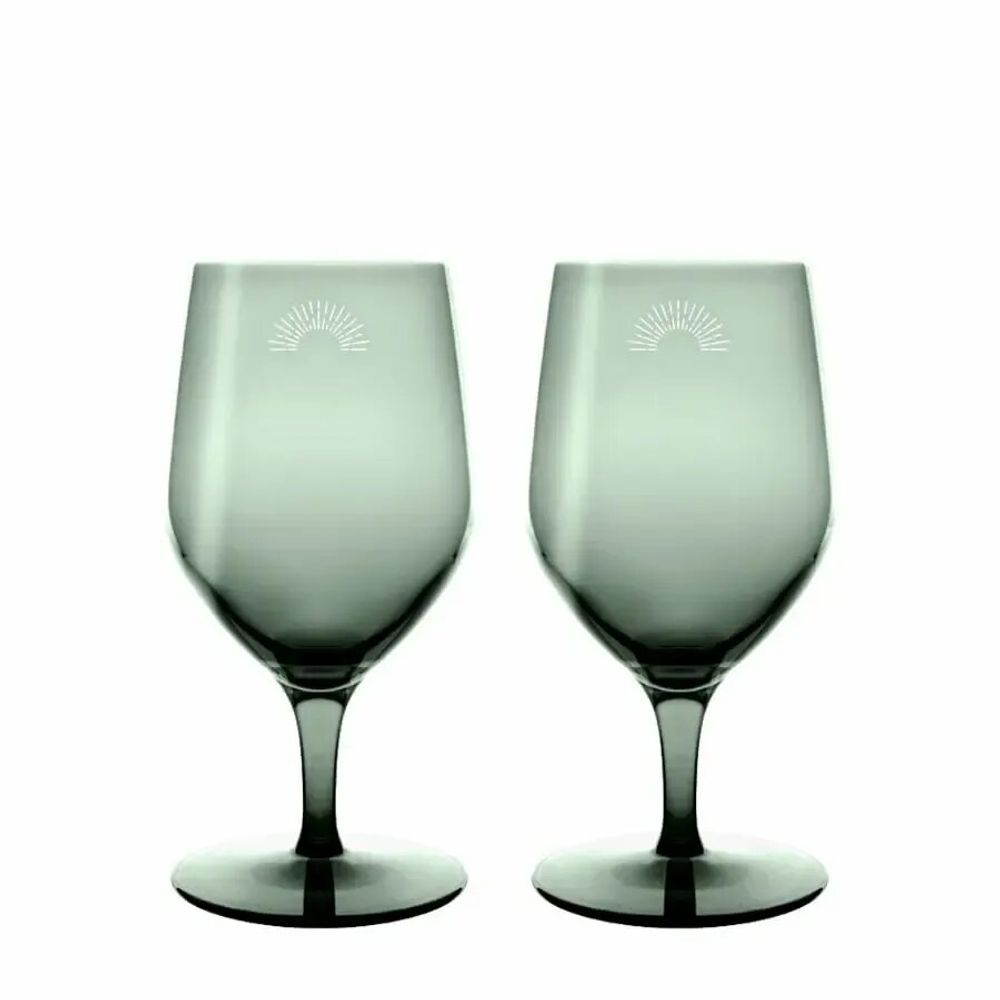 Crystal ware - Vispera Malachit colored beer / water glass with engraving - 2 pieces 450 ml - PEKALLA CRISTAL GLASS