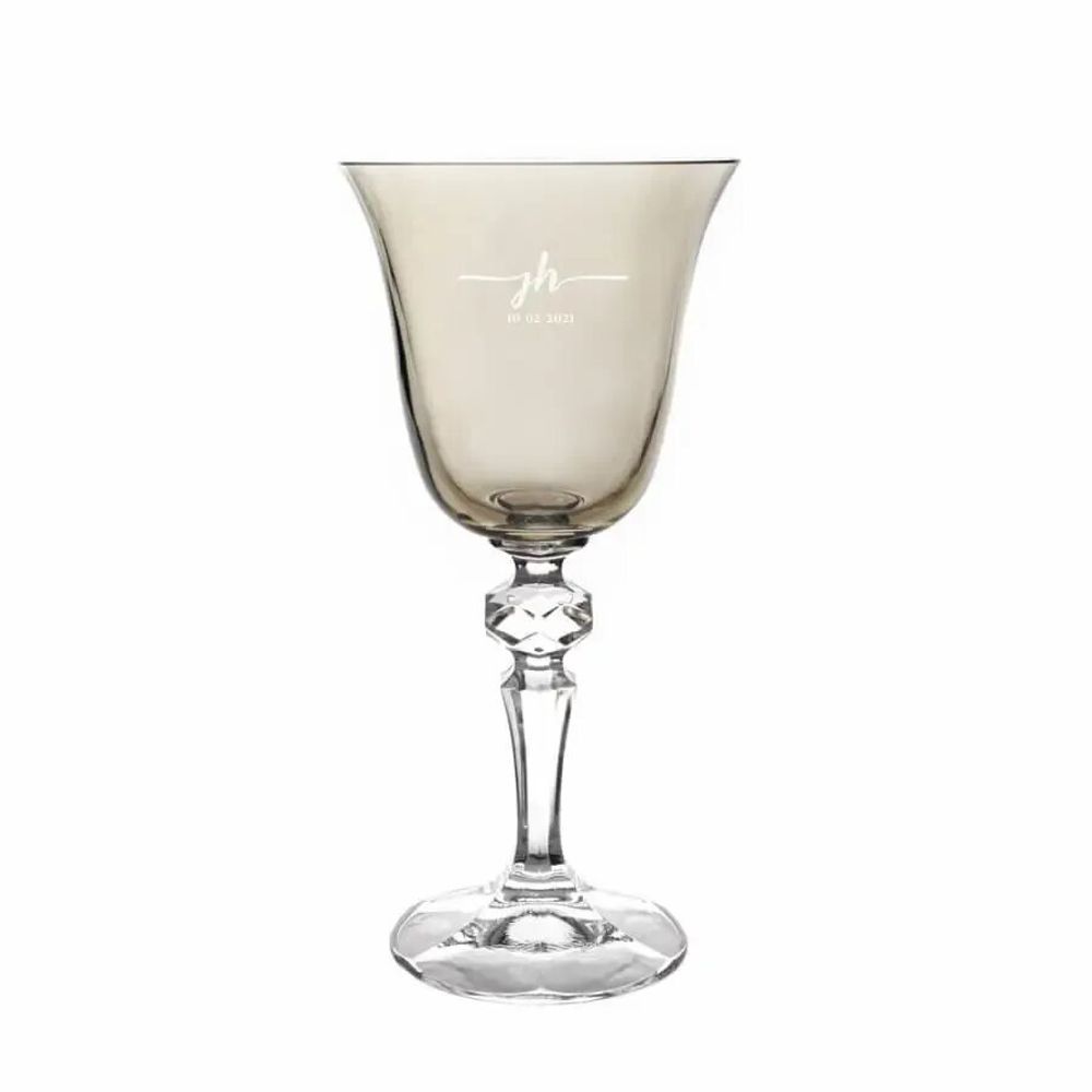 Verres - Kalatina verres à vin en cristal Mokka avec gravure - 2 pièces 170 ml - PEKALLA CRISTAL GLASS