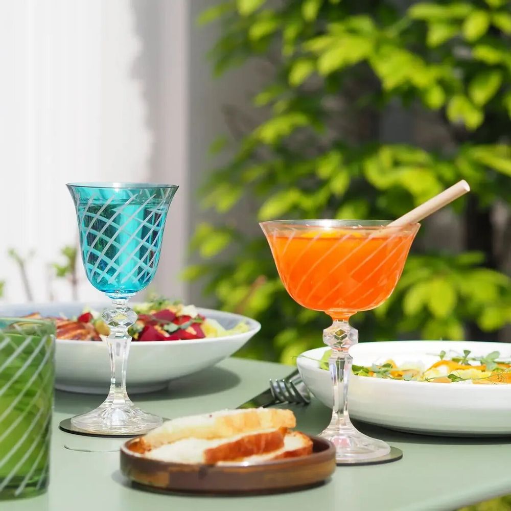 Glass - Gratia Aqua Crystal Wine Glasses - 6 Pieces 170ml - PEKALLA CRISTAL GLASS