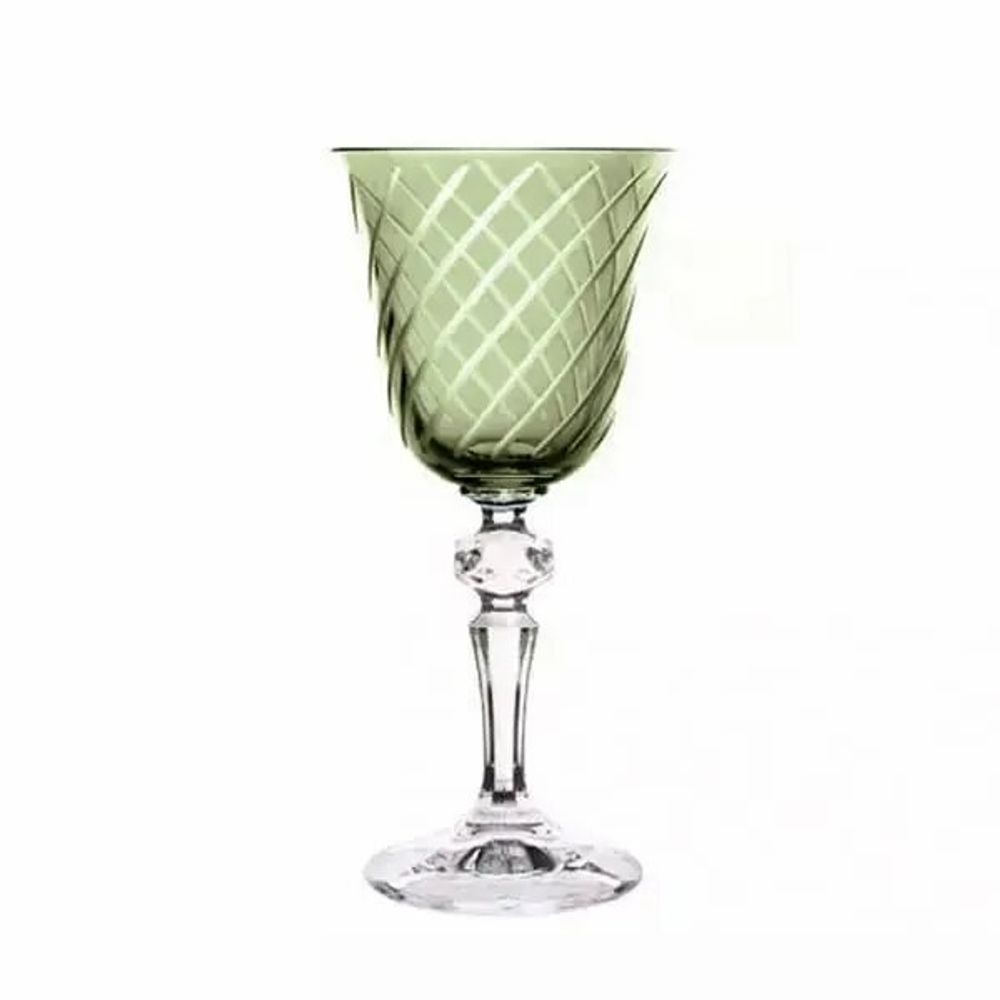 Glass - Gratia Olive Crystal Wine Glasses - 6 Pieces 170ml - PEKALLA CRISTAL GLASS
