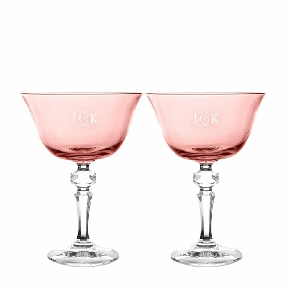 Cristallerie - Kalatina verres à champagne en cristal avec gravure - 2 pièces 180 ml - PEKALLA CRISTAL GLASS