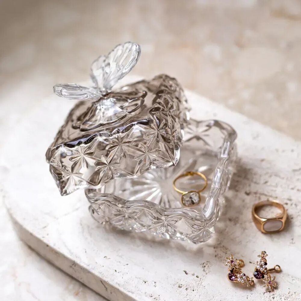 Cristallerie - Boîte en cristal PAPILLON à bijoux Mokka - PEKALLA CRISTAL GLASS