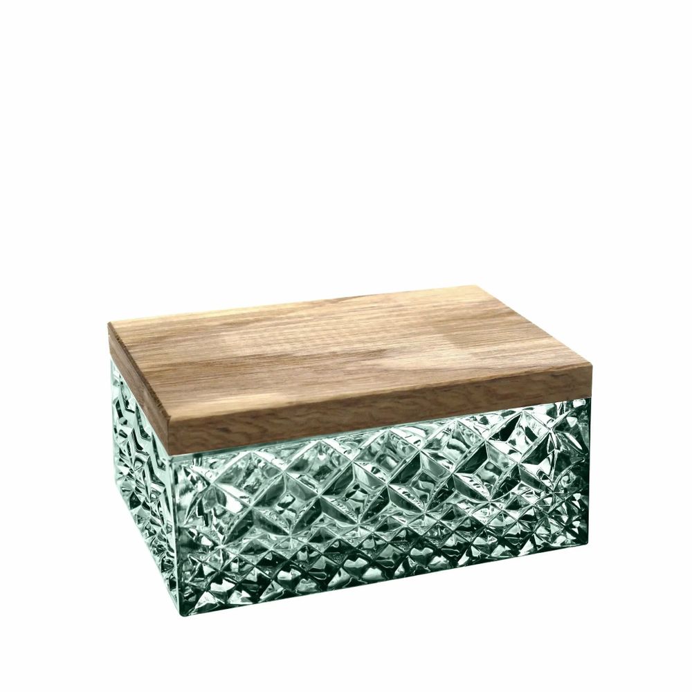Cristallerie - Boîte à bijoux en cristal avec un couvercle en bois Malachit - PEKALLA CRISTAL GLASS