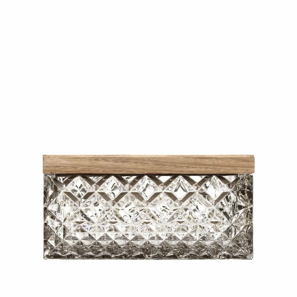 Cristallerie - Boîte à bijoux en cristal avec un couvercle en bois Mokka - PEKALLA CRISTAL GLASS