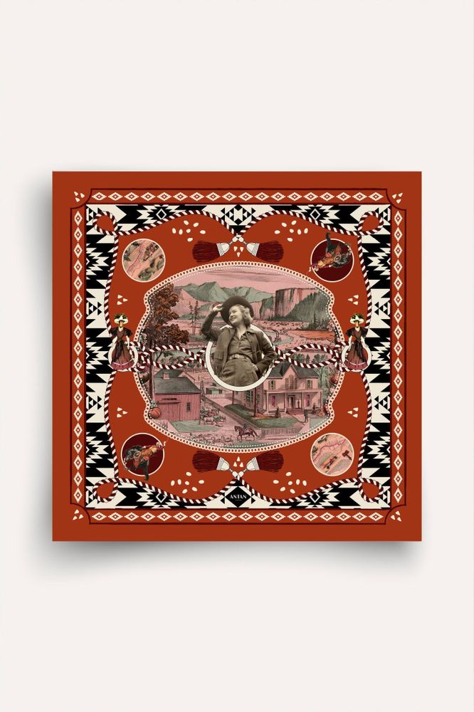 Scarves - Silk Scarf 70 - Dusty West - Brick - ANTAN CREATIONS