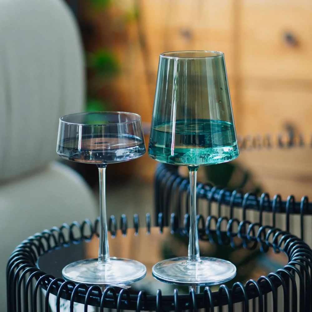 Glass - Vida Malachit Colored Wine Glass - 6 pieces 400 ml - PEKALLA CRISTAL GLASS